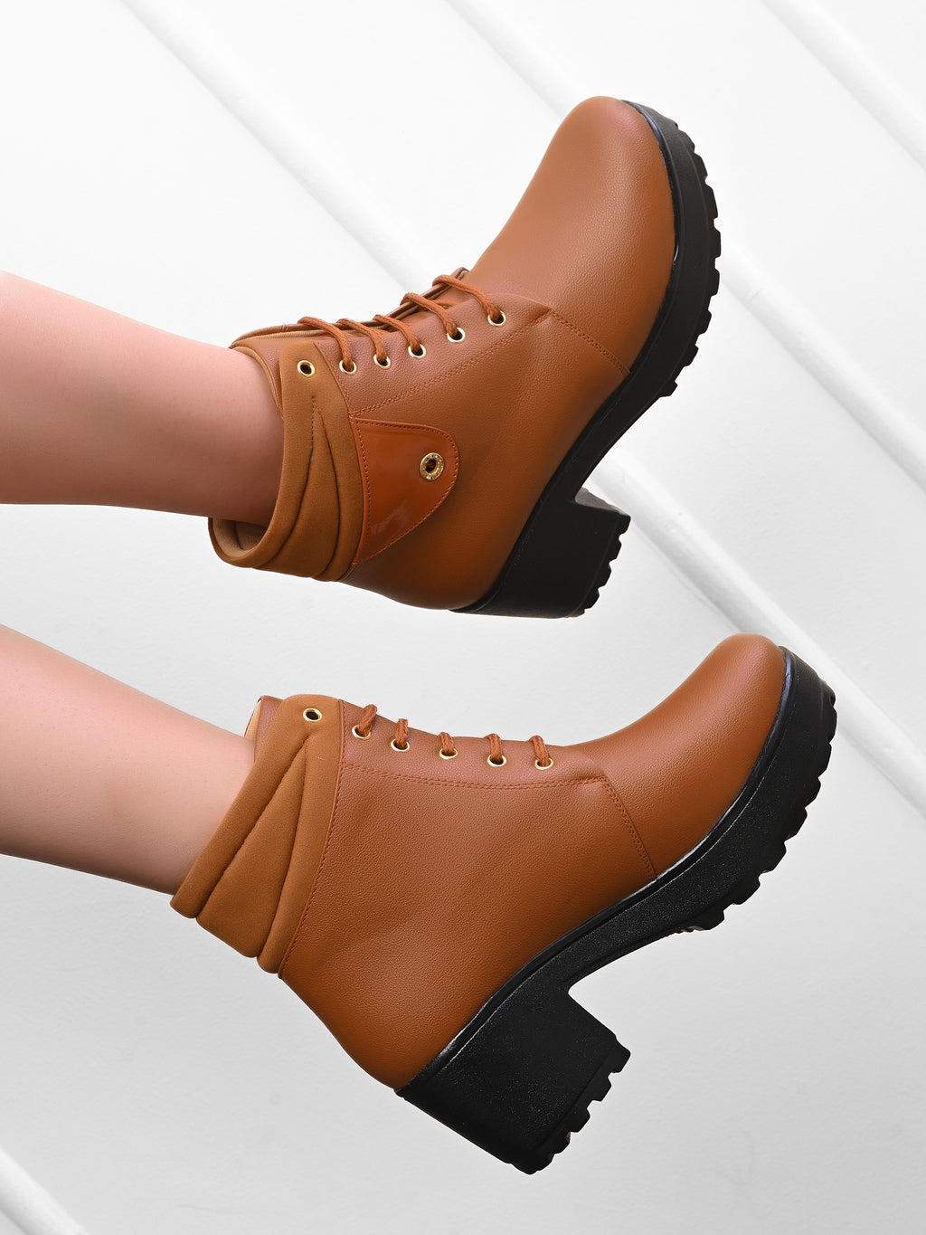 Lace-Up Pocket Detail Chunky Block Heel Ankle Boots