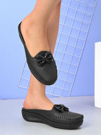 Stylish Slip-On Bow Mule Loafers