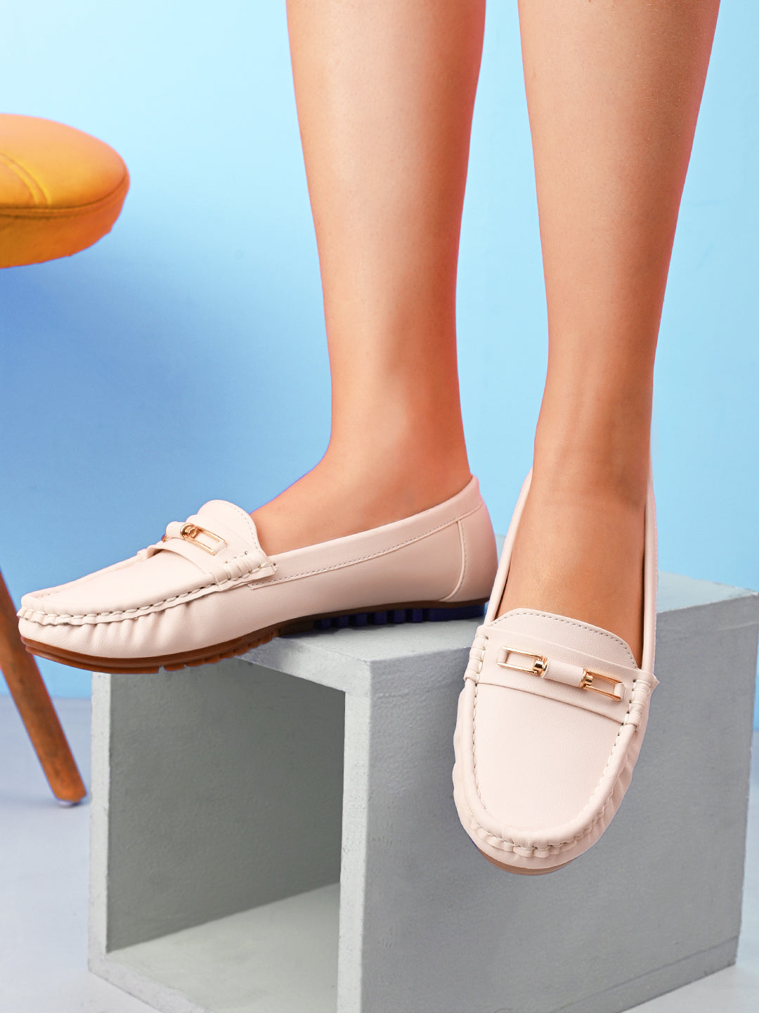 Soft Cushioned Slip-On Loafers with Metal Detail