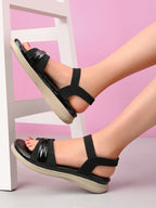 Elegant Bow Detail Comfort Sandals With Secure Ankle Strap