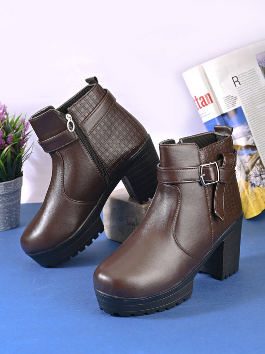 Women’s Buckle Strap Zipper Ankle Boots