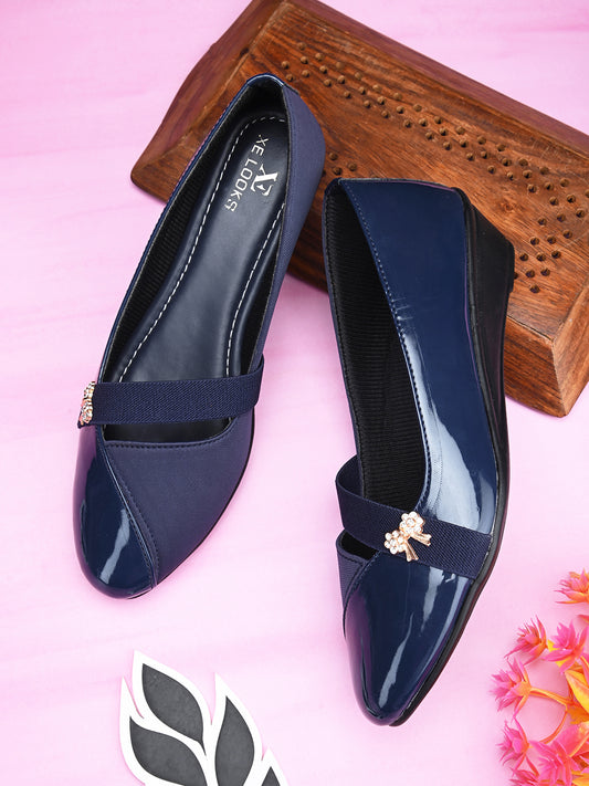 Classy & Alluring Shiny Wedge Heel Ballerinas