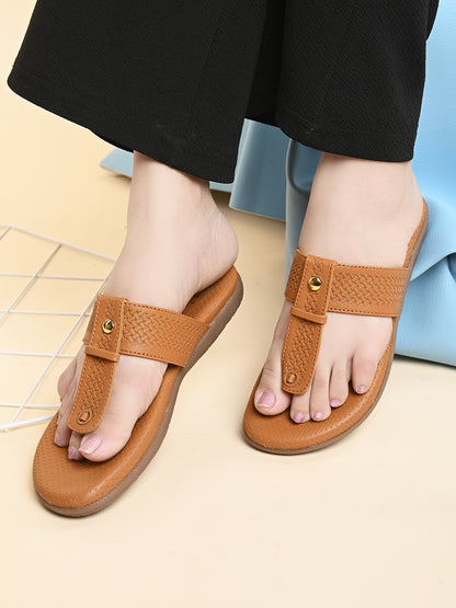 Comfortable Synthetic Leather Slip-On Slippers with Cushioned Sole