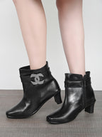 Comfortable & Attractive Black Block Heel Zipper Boots