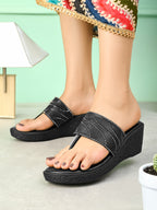 Slip-On Low Wedge Heel Thong Sandals