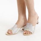 Glamorous & Stunning Design Block Glass Heels Slippers