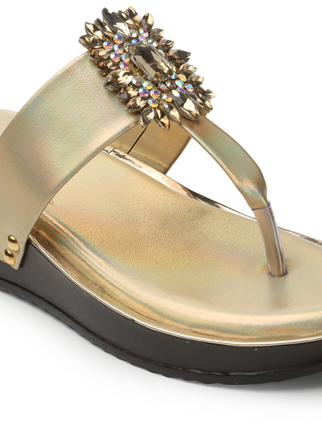 Chic & Elegant Stone Embellished Cushion Platform Slippers