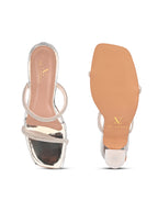 Rhinestone Double Strap Transparent Sculpted Heel Sandals