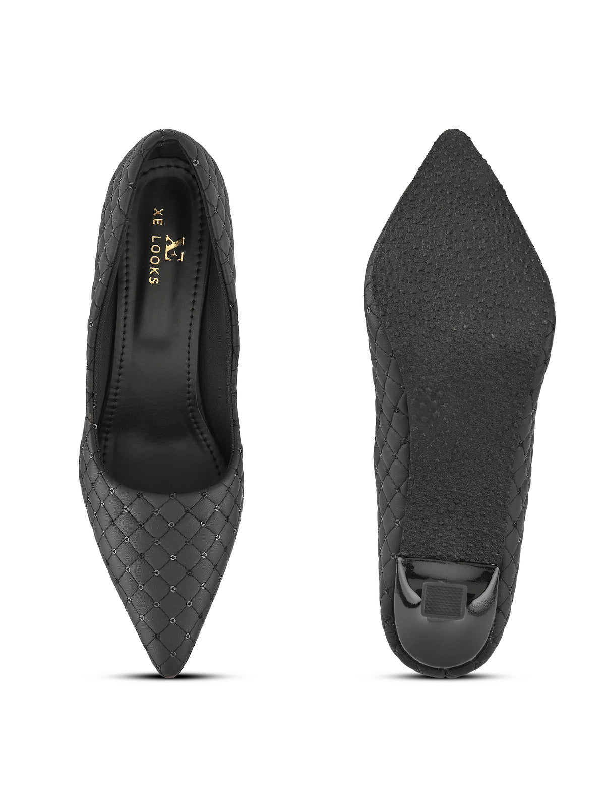 Quilted Pointed Toe Cushioned Slip-On Pumps