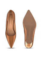 Textured Pointed Toe Sculpted Heel Slip-On Pumps