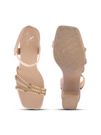 Rhinestone Strappy Soft Cushioned Block Heel Sandals