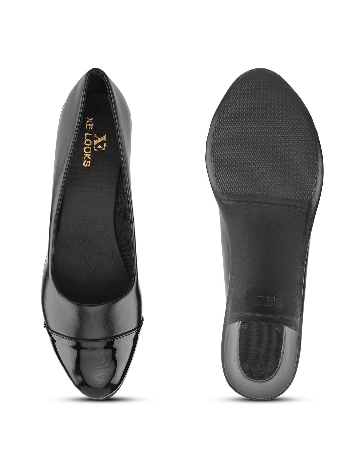 Glossy Cap Toe Slip-On Pumps