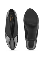 Elasticated Panel Glossy Finish Slip-On Pumps