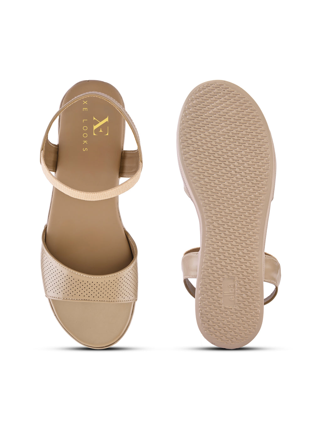 Perforated Strap Cushioned Slingback Flat Sandals