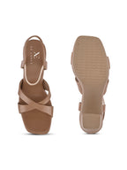 CROSS-STRAP ANKLE SUPPORT COMFORT BLOCK HEEL SANDALS