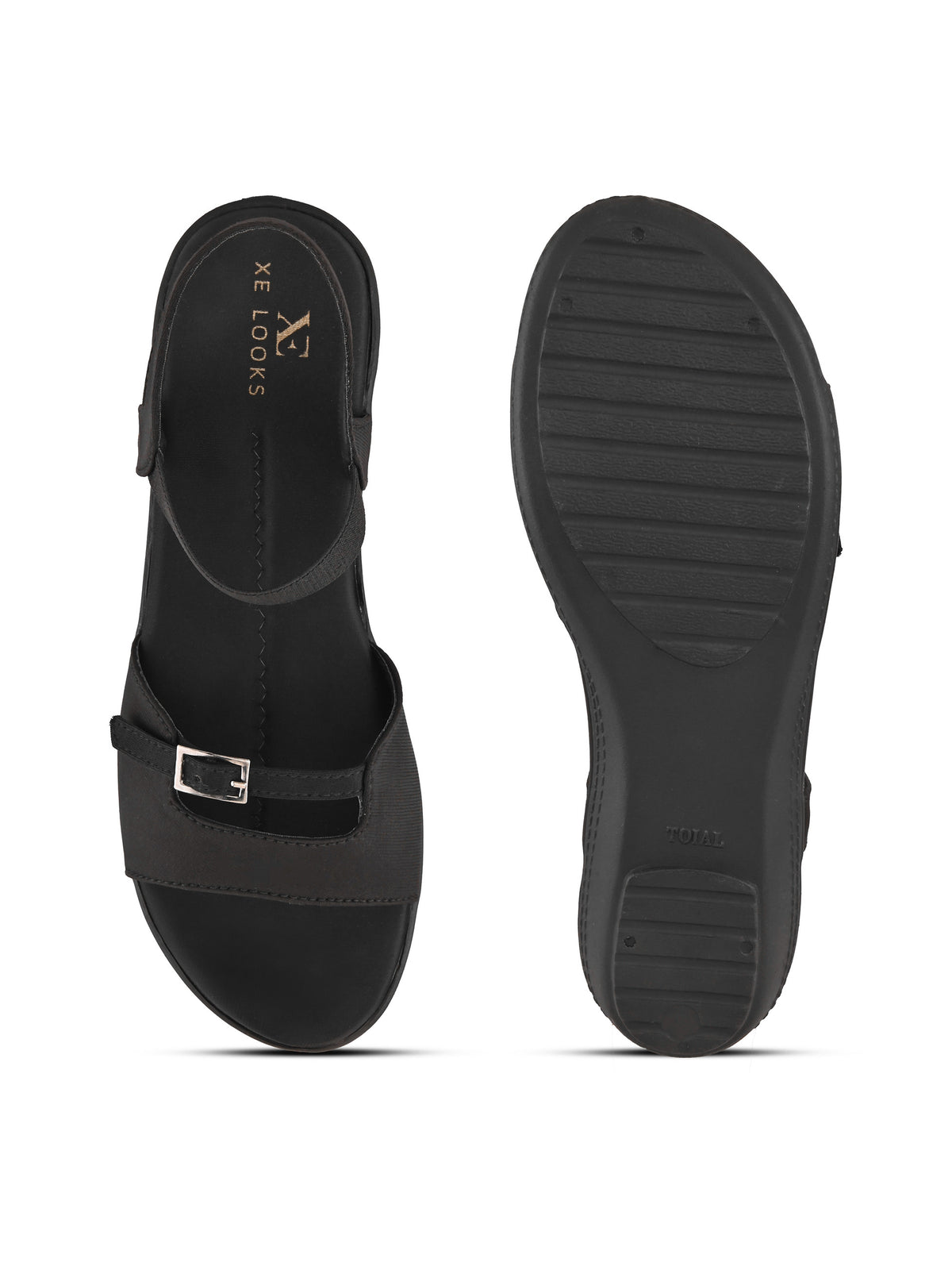 Comfort Cushion Buckle Accent Elastic Strap Open Toe Sandals