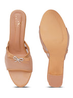 Rhinestone Bow Accent Comfort Heel Sandals