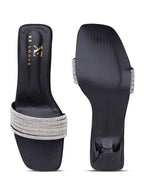 Rhinestone Strap Comfort Heel Sandals