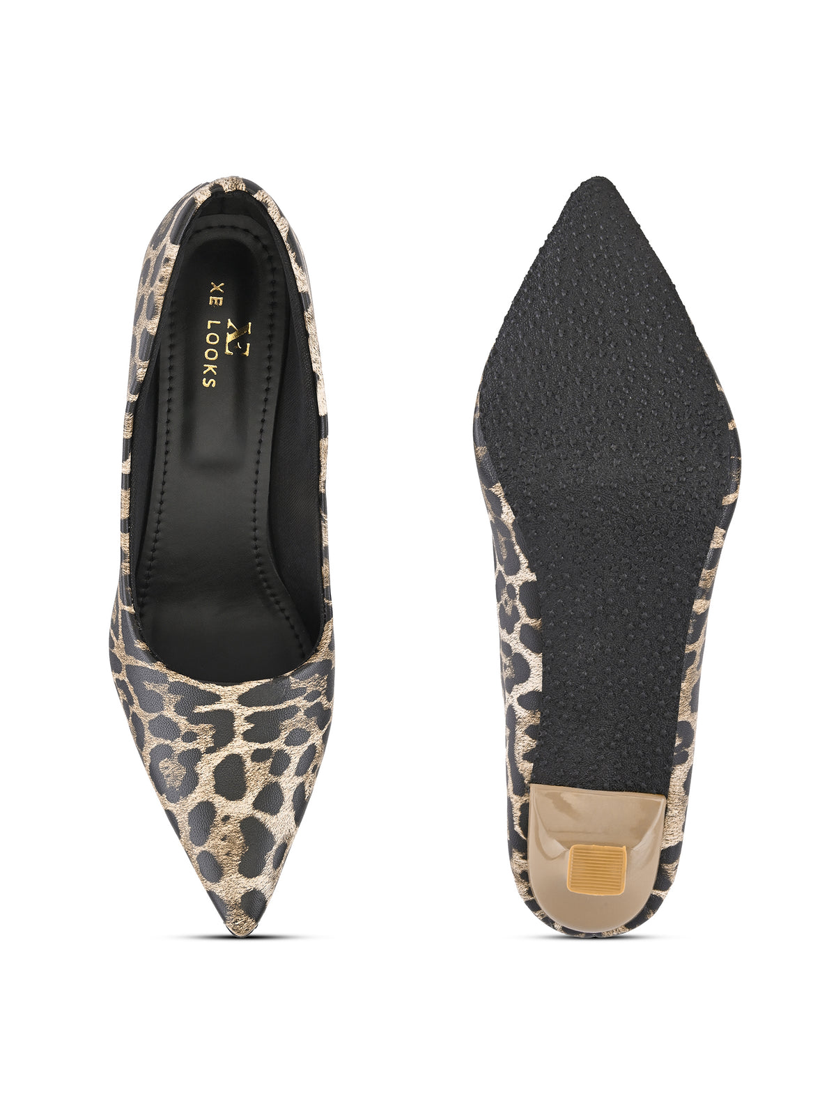 Animal Print Pointed Toe Cushioned Slip-On Pumps