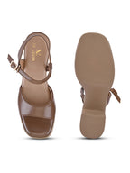Sleek Ankle Strap Cushioned Block Heel Sandals