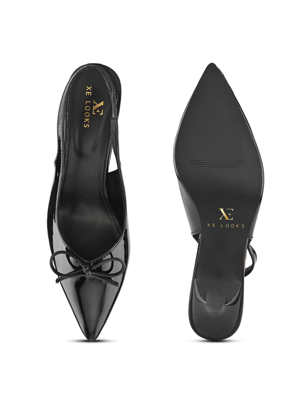 Glossy Patent-Finish Multi Buckle Strap Slingback Pointed Toe Pumps