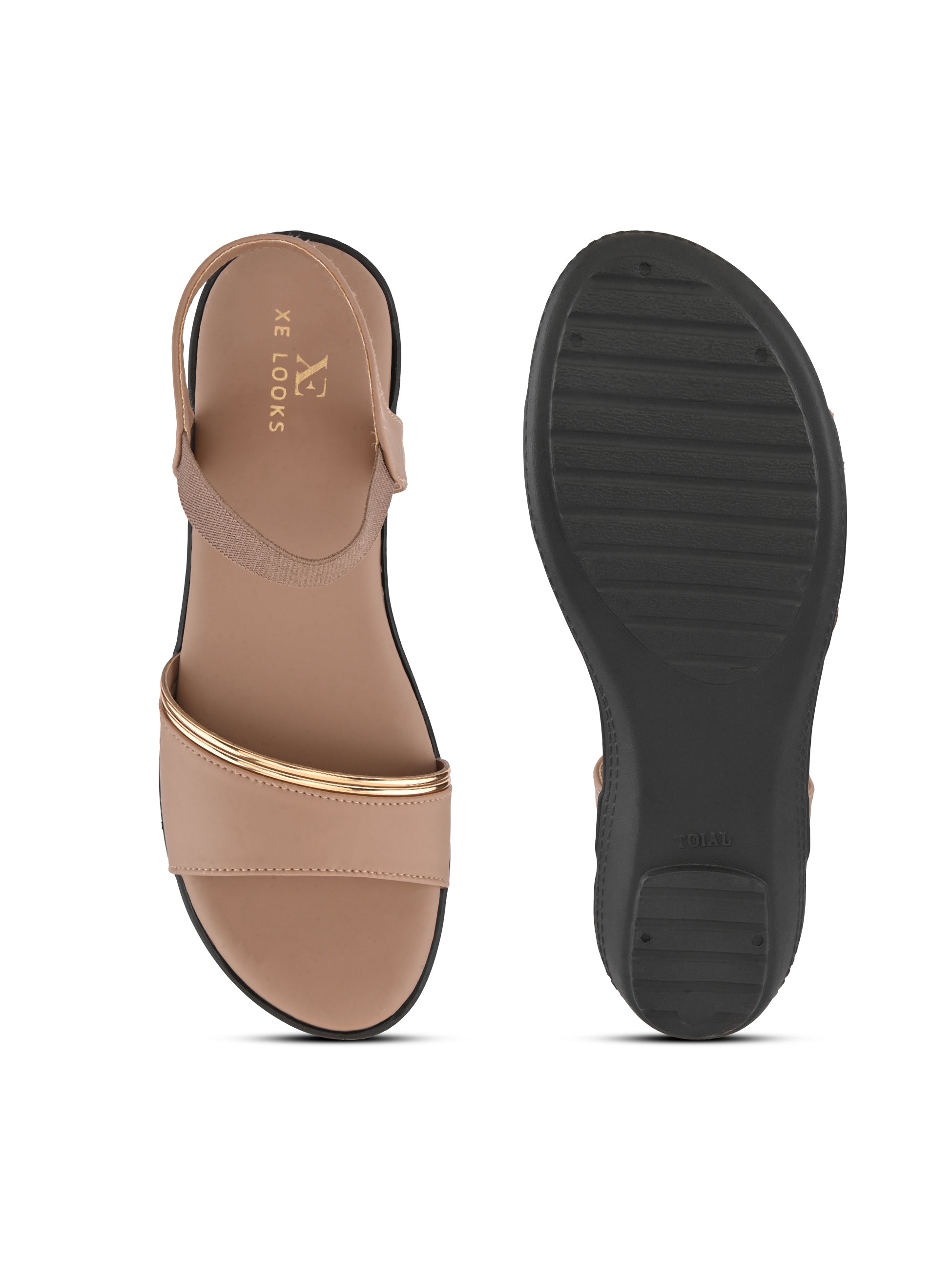Cushioned Metallic Accent Elastic Strap Open Toe Sandals