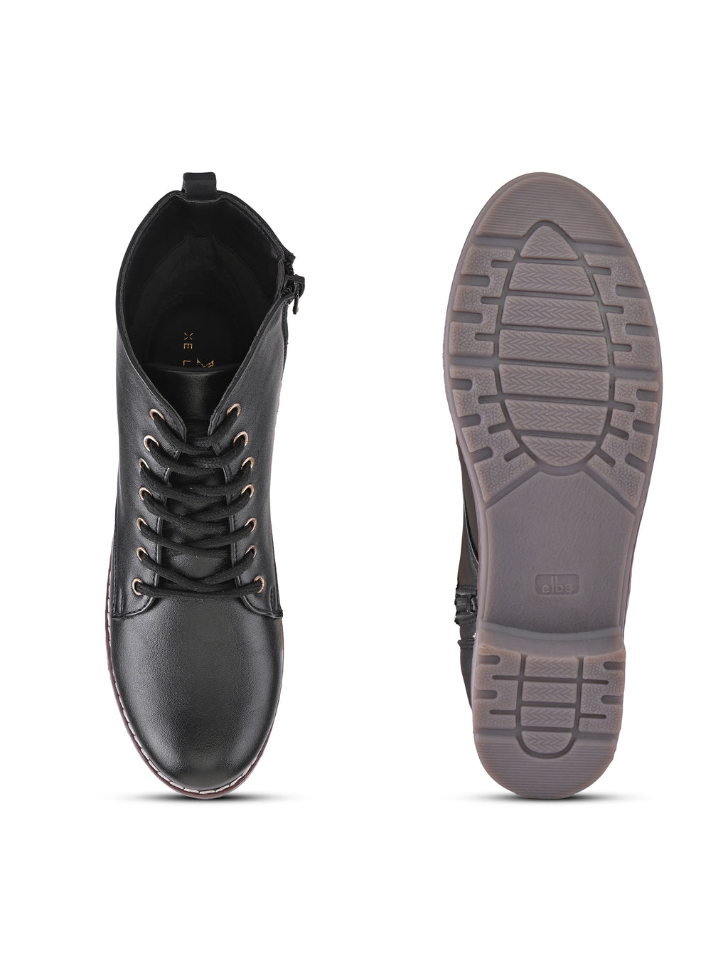 Lace Up Side Zip Cushioned Low Block Heel Ankle Boots