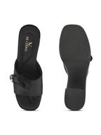 Bow Accent Cushioned Slip-On Block Heel Sandals