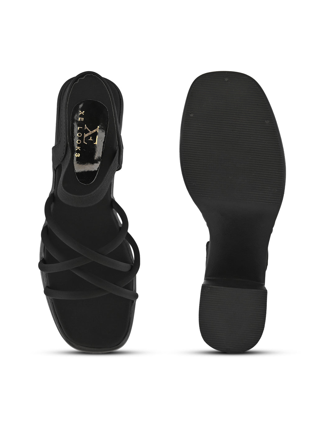 CROSS-STRAP ELASTIC BACK SUPPORT COMFORT BLOCK HEEL SANDALS