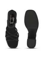 CROSS-STRAP ELASTIC BACK SUPPORT COMFORT BLOCK HEEL SANDALS