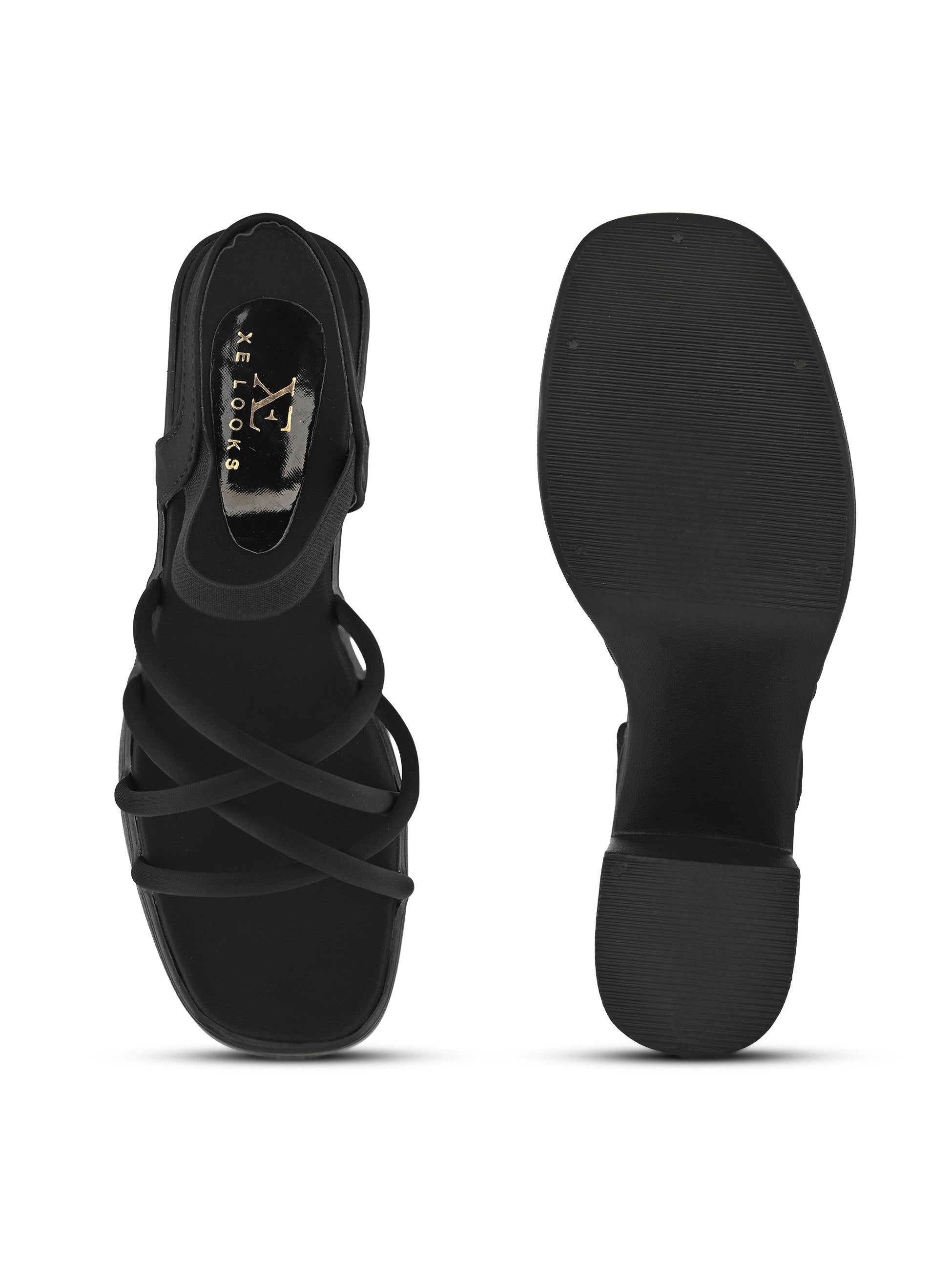 CROSS-STRAP ELASTIC BACK SUPPORT COMFORT BLOCK HEEL SANDALS
