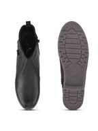 Side Zip Cushioned Low Block Heel Ankle Boots