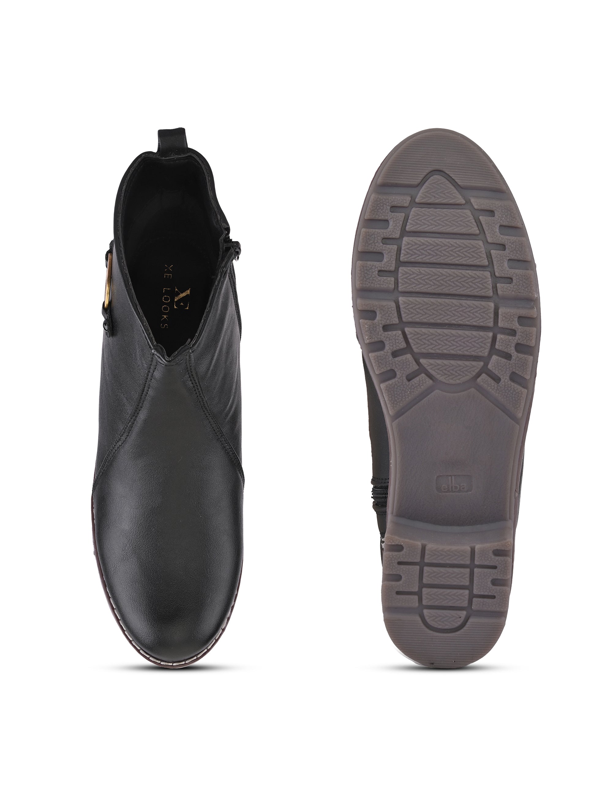 Side Zip Cushioned Low Block Heel Ankle Boots