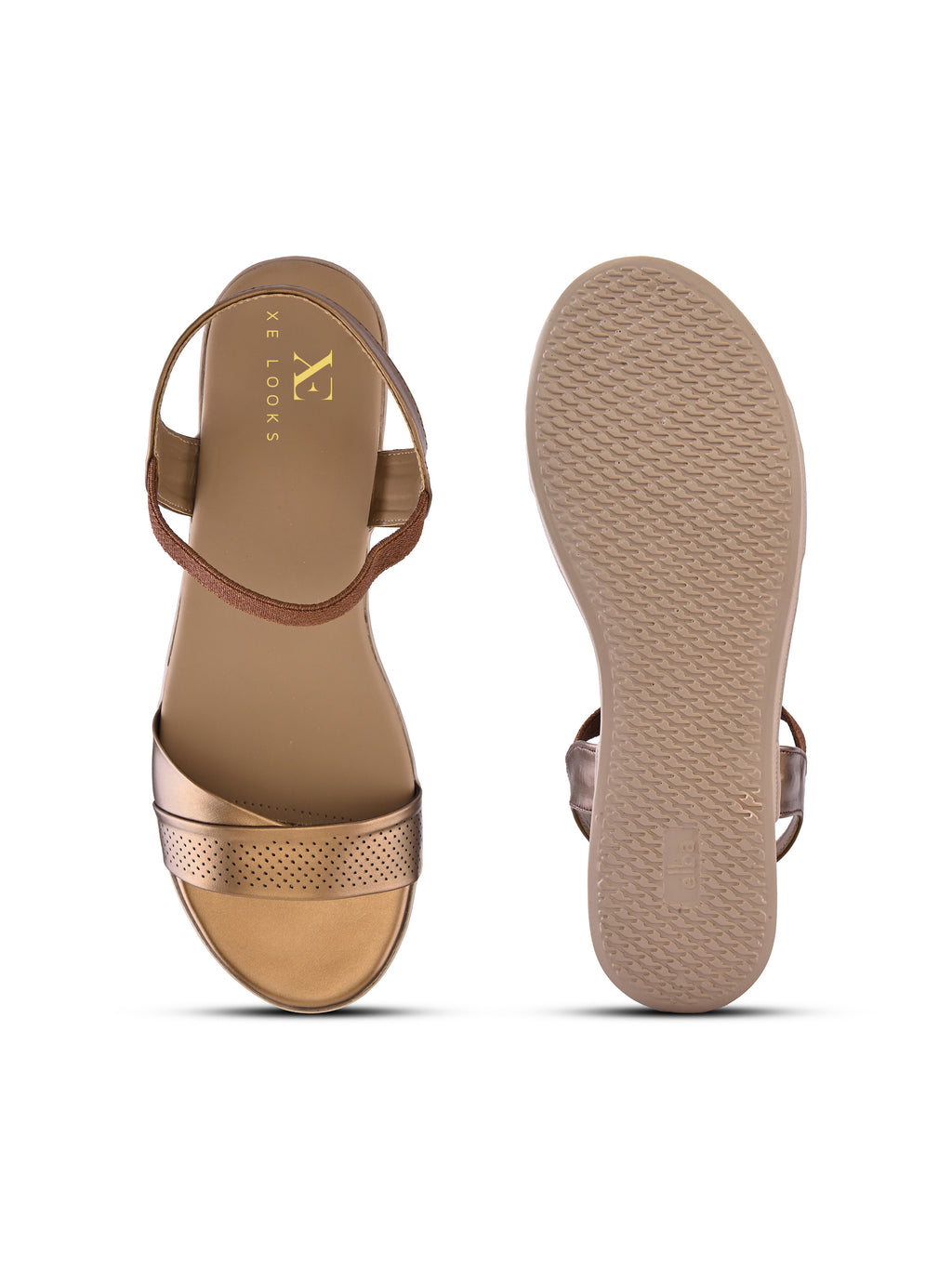 Perforated Front Strap Cushioned Slingback Flat Sandals