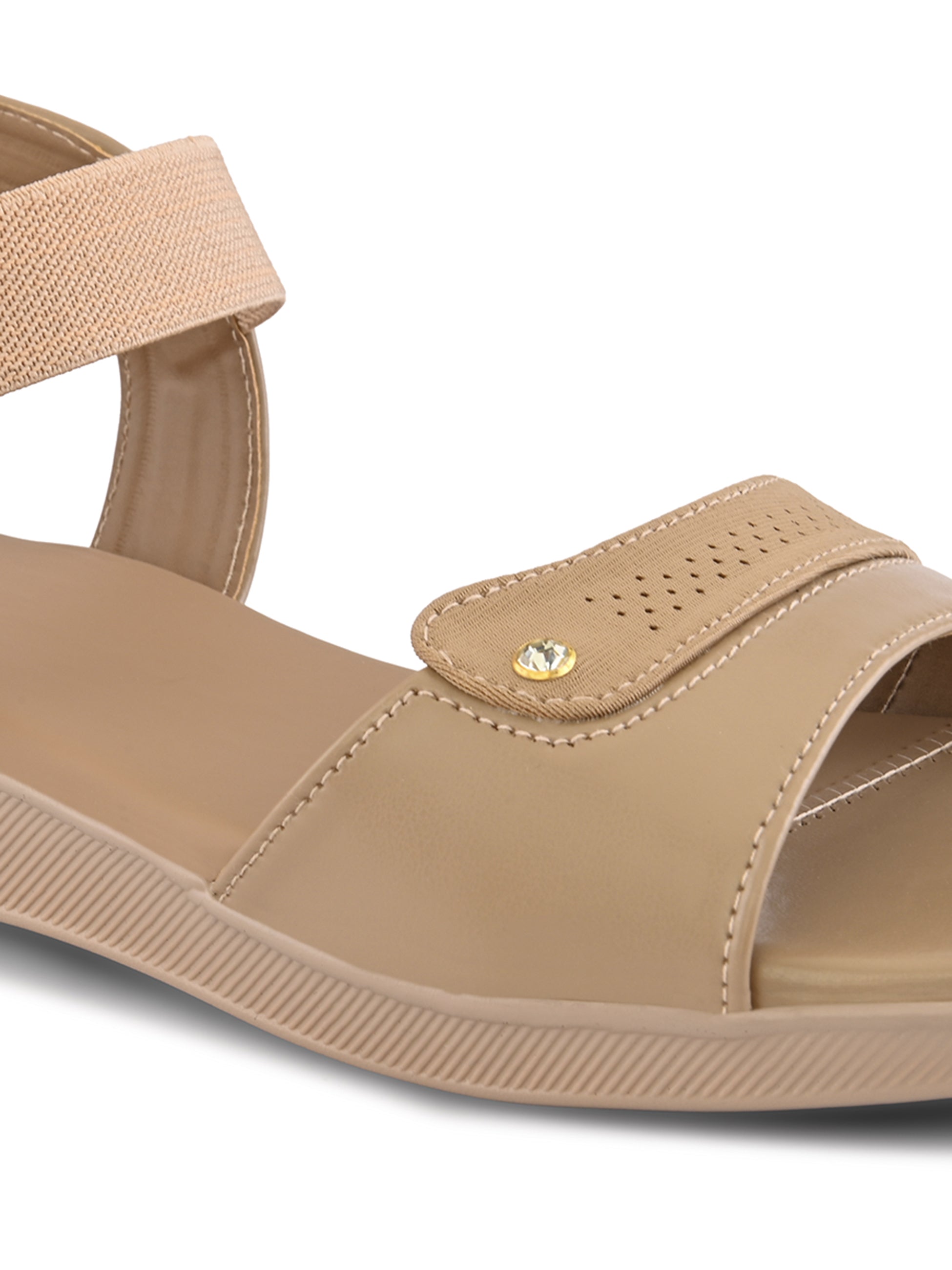 Perforated Detail Cushioned Slingback Flat Sandals