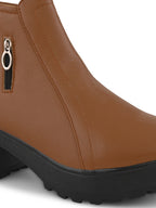 Dual-Zip Chunky Platform Block Heel Ankle Boots