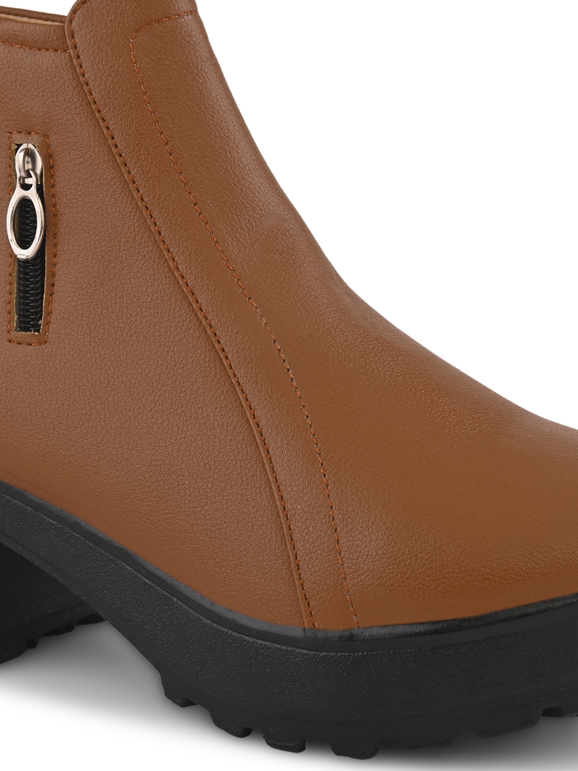 Dual-Zip Chunky Platform Block Heel Ankle Boots