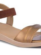 Perforated Front Strap Cushioned Slingback Flat Sandals