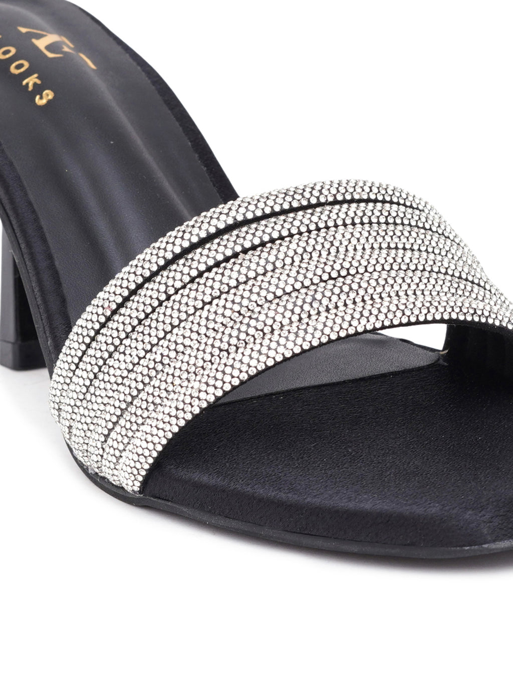 Rhinestone Strap Comfort Heel Sandals