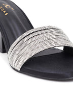 Rhinestone Strap Comfort Heel Sandals