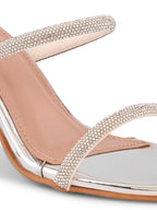 Rhinestone Double Strap Transparent Sculpted Heel Sandals