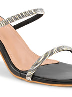 Rhinestone Double Strap Transparent Sculpted Heel Sandals