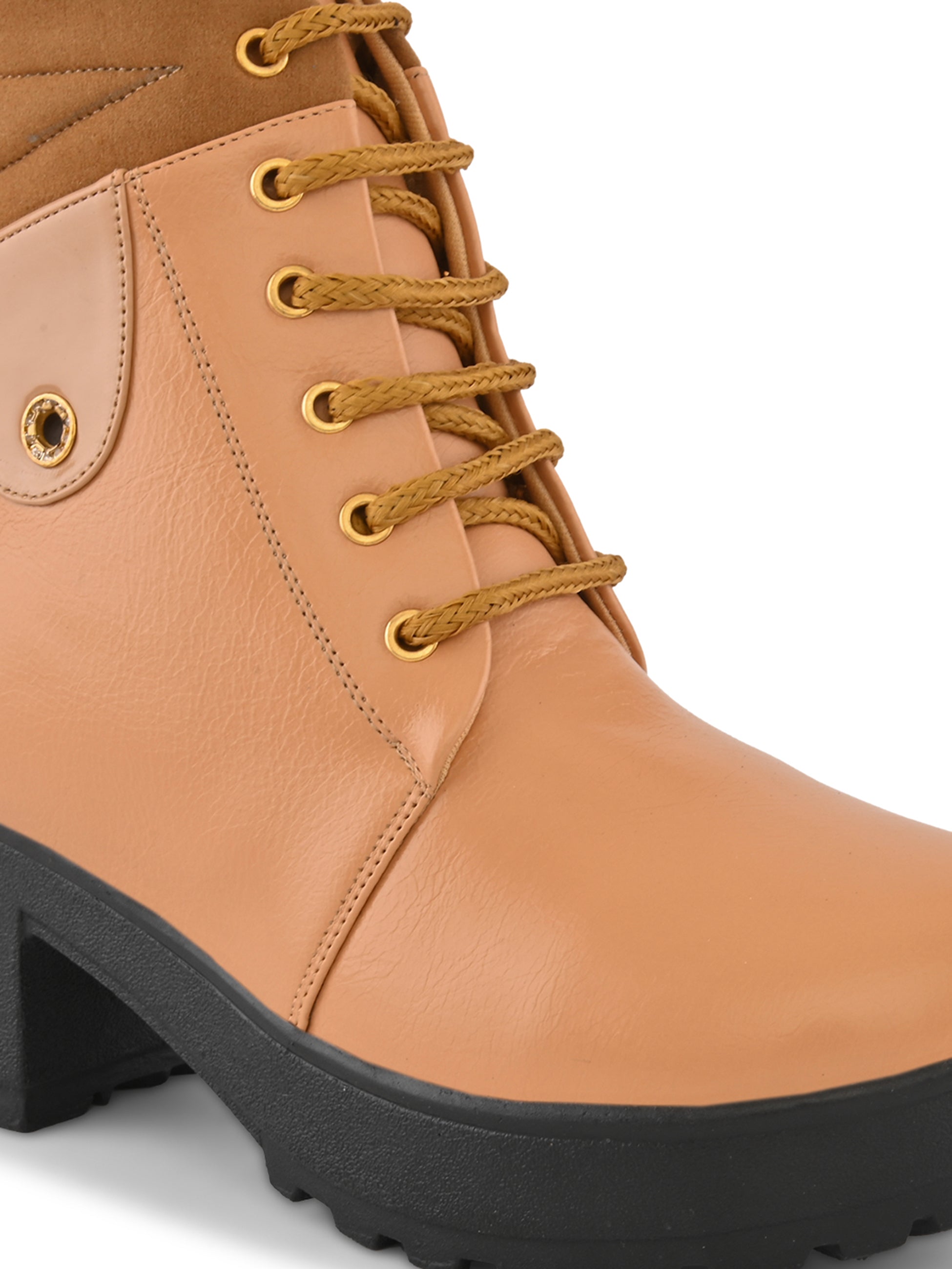 LACE-UP CHUNKY BLOCK HEEL PLATFORM ANKLE BOOTS