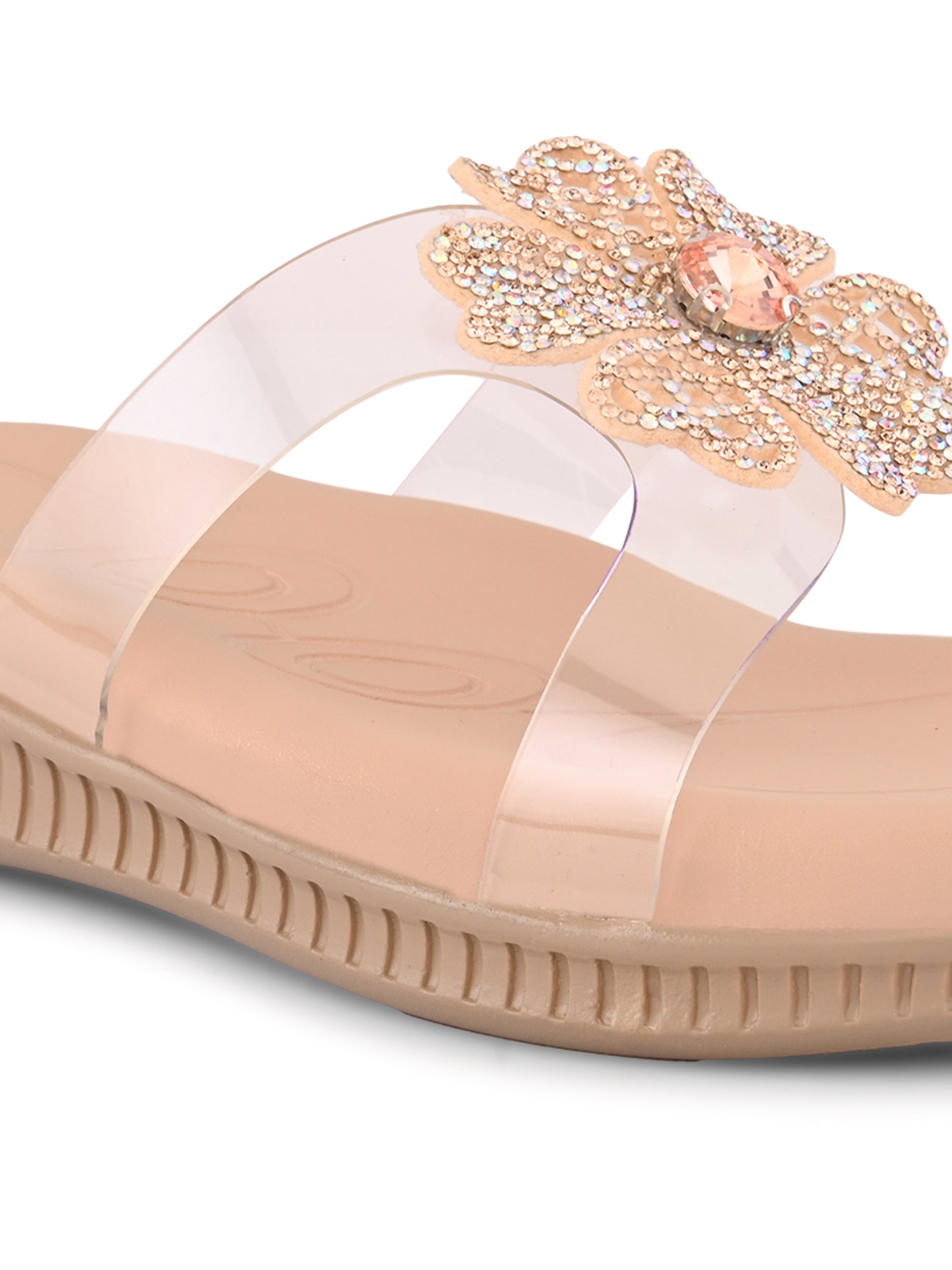 Crystal Floral Transparent Comfort Cushion Slides