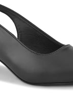 Sleek Closed-Toe Slingback Buckle Strap Block Heel Pumps