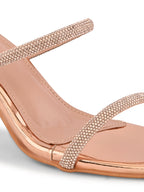 Rhinestone Double Strap Transparent Sculpted Heel Sandals