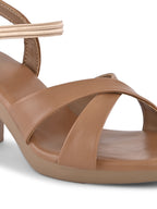 CROSS-STRAP ANKLE SUPPORT COMFORT BLOCK HEEL SANDALS