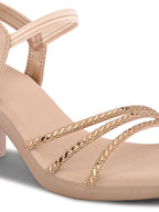 Rhinestone Strappy Soft Cushioned Block Heel Sandals