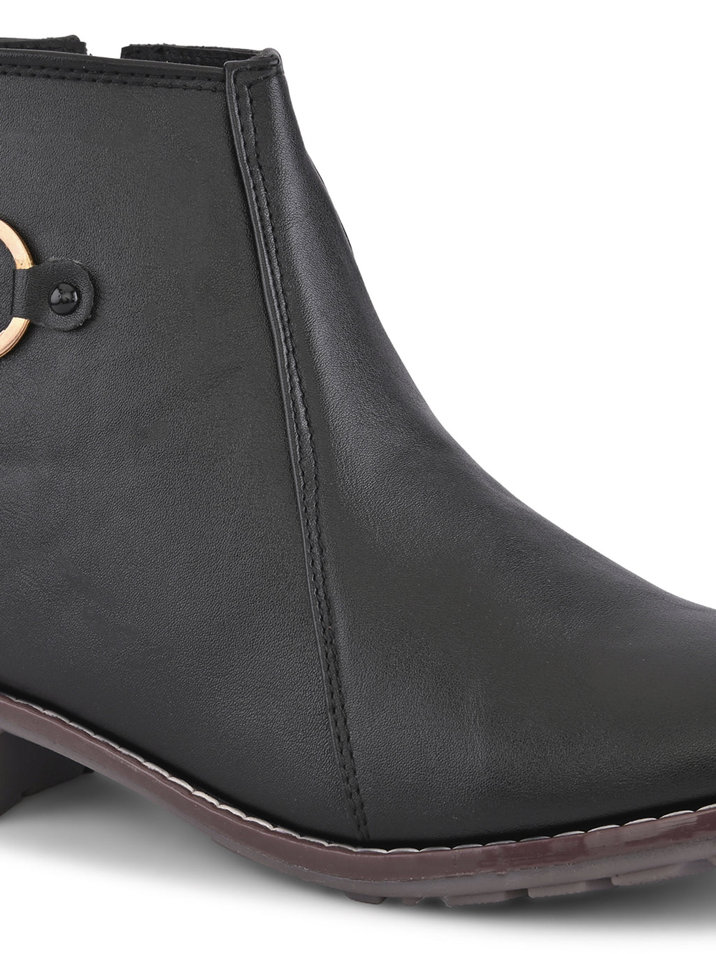 Side Zip Cushioned Low Block Heel Ankle Boots