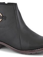 Side Zip Cushioned Low Block Heel Ankle Boots